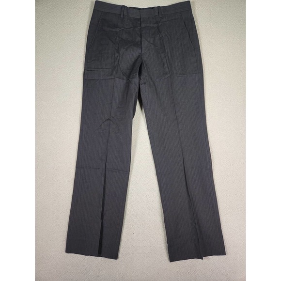 DKNY Pants Mens 32 Wool Blend Soho Fit Chino Modern Stripe Mid Rise Italy - Picture 1 of 12